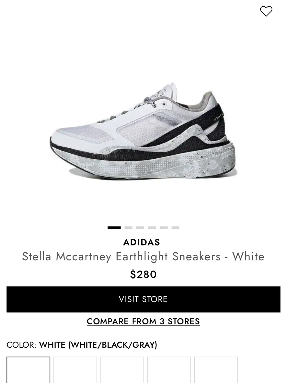 Stella McCartney and Adidas Women’s Earthlight Sneakers White, Size 8